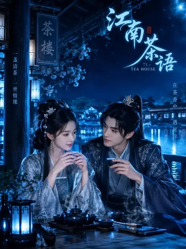 短剧《姐姐遇春风》封面，姐弟古言题材，姐弟恋、茶楼、甜宠、日常